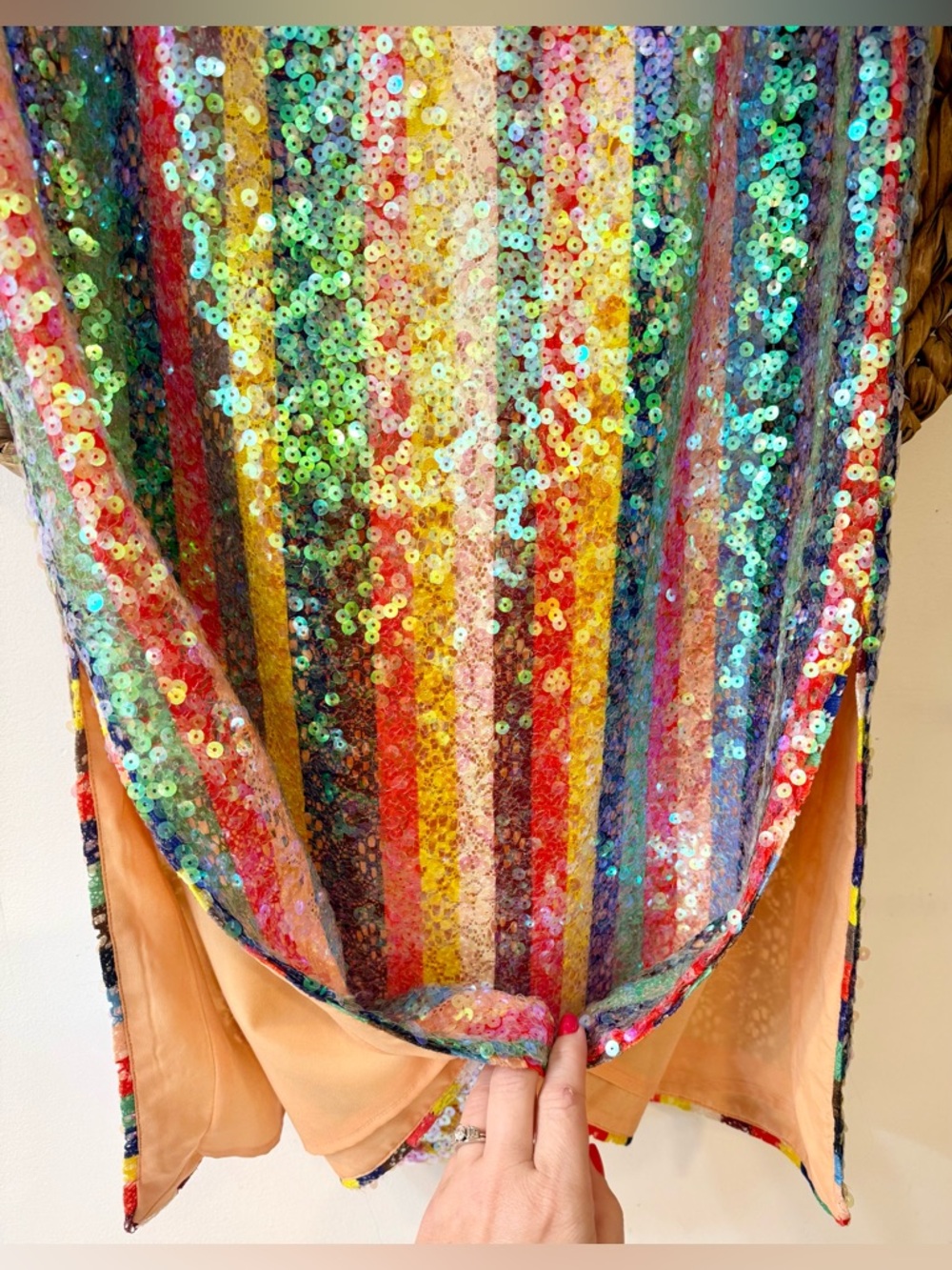 Anthropologie Maeve Sequined Palette Midi Skirt Pink Size 10 - Picture 8 of 14